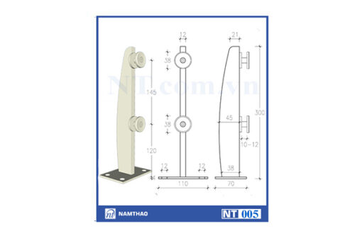 TRỤ LAN CAN KÍNH INOX NT 005