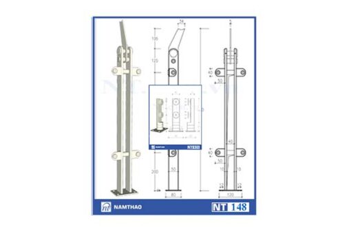 TRỤ LAN CAN KÍNH INOX NT 021