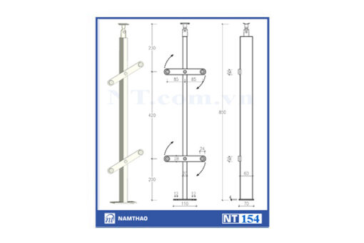 TRỤ LAN CAN KÍNH INOX NT 139