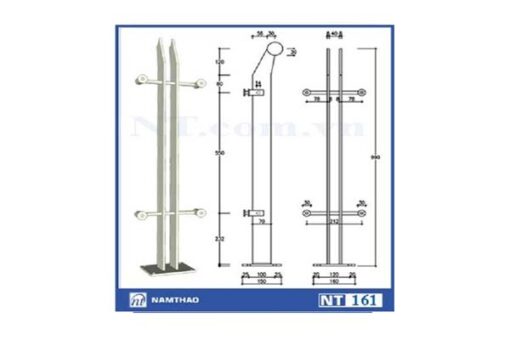 trụ lan can kính Inox NT 161