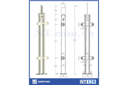 Trụ Inox bắt kính Nam Thao NT 128